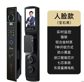 好汉精典款指纹锁家用全自动防盗智能锁密码电子门锁猫眼3D人脸 精典200 经典200 把 宝石黑