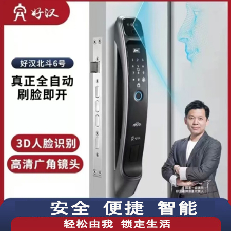 好汉北斗6号3D人脸识别智能锁家用 北斗6号人脸识别 把 哑黑