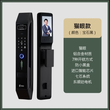 好汉好汉指纹锁智能门锁家用防盗门入户密码锁人脸识别电子锁全自动锁 北斗三号 猫眼款 北斗3号猫眼款 